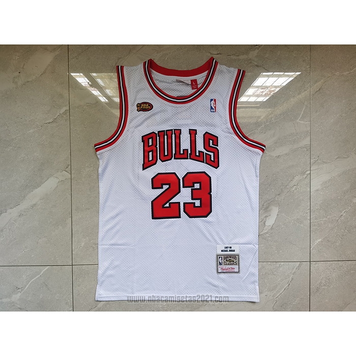 Camiseta Chicago Bulls Michael Jordan #23 Mitchell & Ness 1998 NBA Finals Blanco